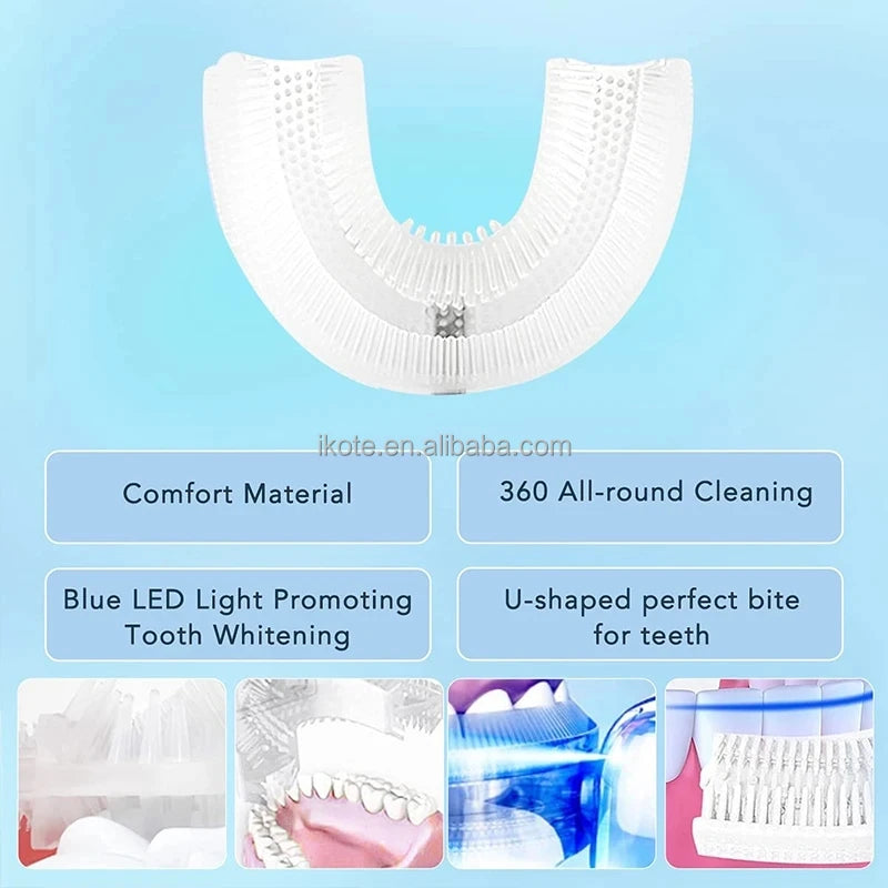 Travel Home Portable U Shape Ultrasonic Electric Toothbrush 360 Degree Automatic Cleaning Whitening Teeth Sonic Toothbrush