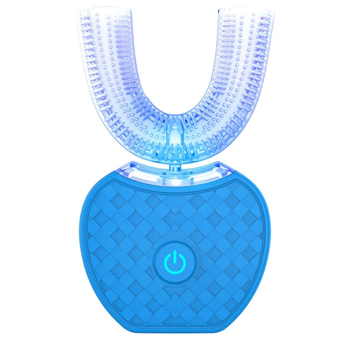 Portable Wireless Charging U Shaped 360 Degree Automatic Electric Toothbrush with Silicone or Bristle Heads