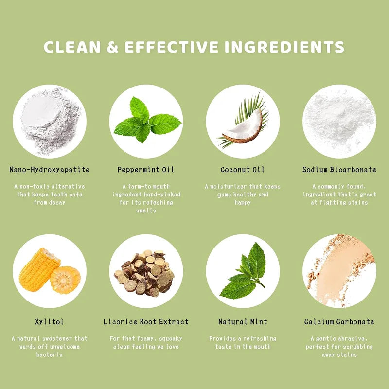 Natural Toothpaste Tablets - NO Hydroxyapatite, Contains NHA for Remineralization, Whitening and Strengthening Teeth