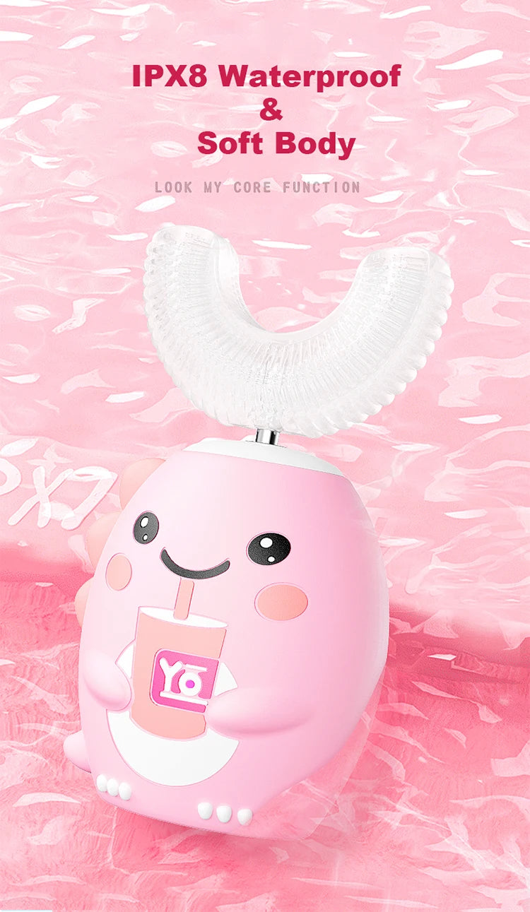 Leying K10 Dinosaur U-Shaped Electric Toothbrush for Kids 2-12 Years Old USB Rechargeable Sonic IPX7 Waterproof Plastic Made