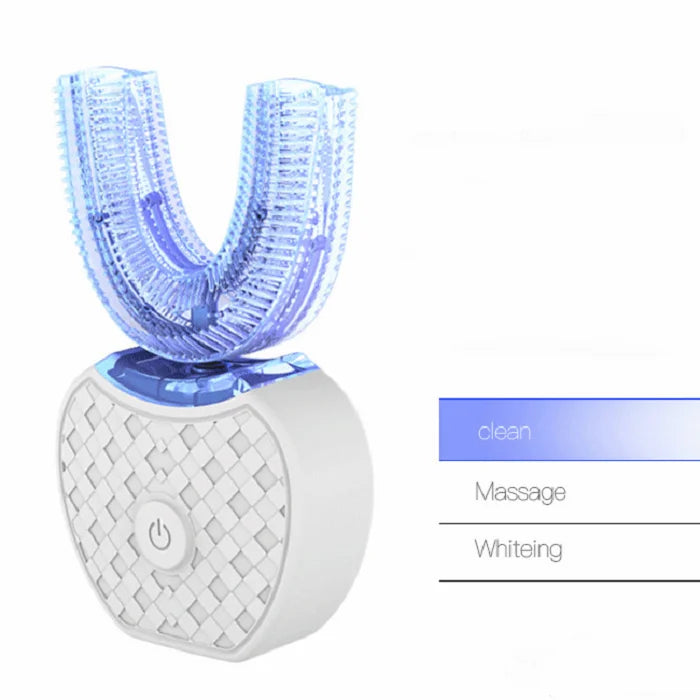 Portable Wireless Charging U Shaped 360 Degree Automatic Electric Toothbrush with Silicone or Bristle Heads