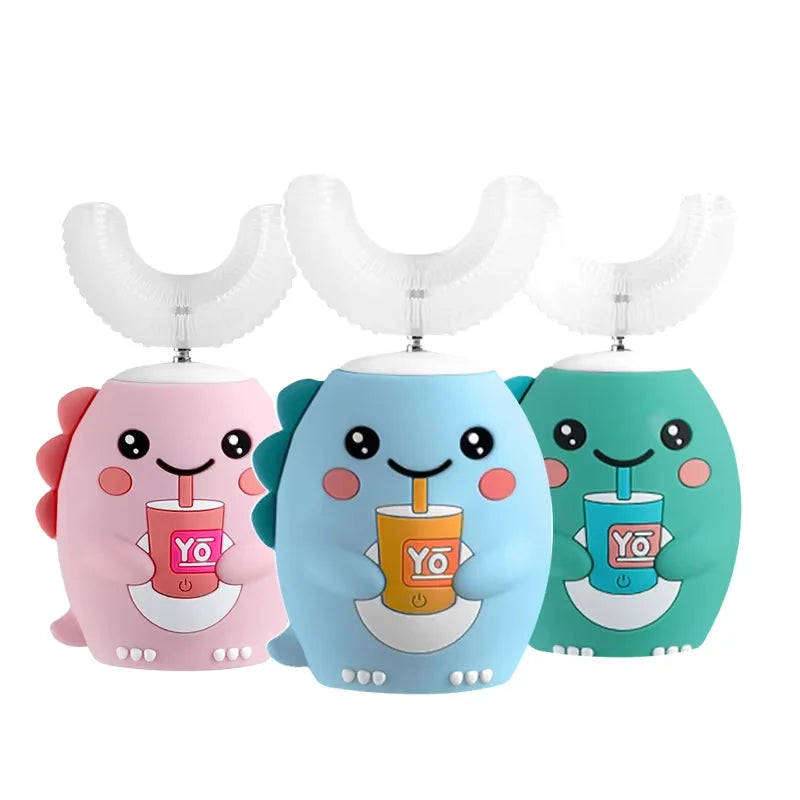Leying K10 Dinosaur U-Shaped Electric Toothbrush for Kids 2-12 Years Old USB Rechargeable Sonic IPX7 Waterproof Plastic Made