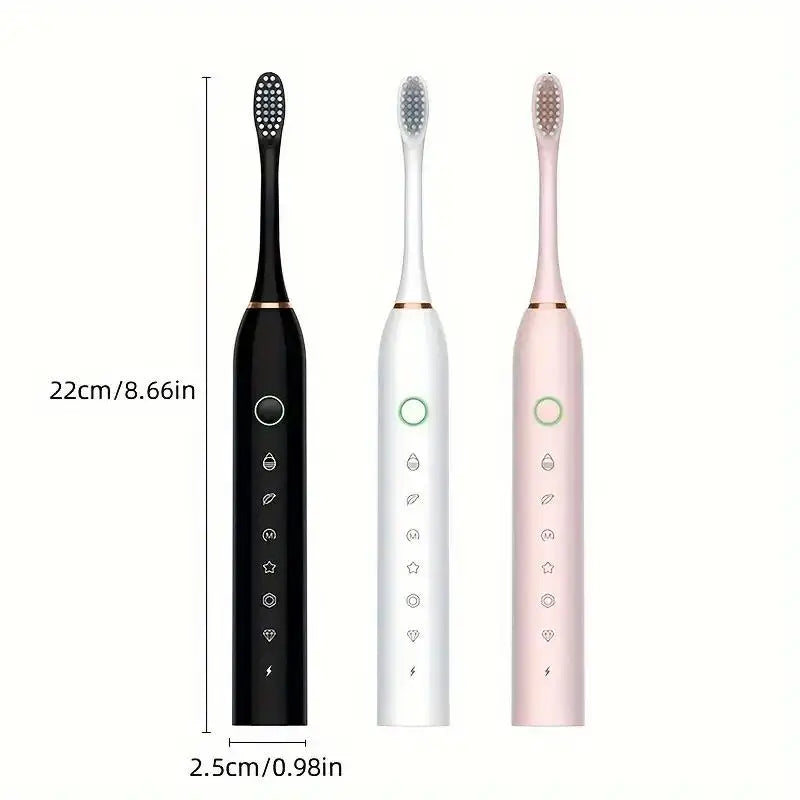 Top Choice Oral Electric Sonic Toothbrush with Soft Bristles Gum-Care Teeth-Cleaning Essential Replacement Brush Heads