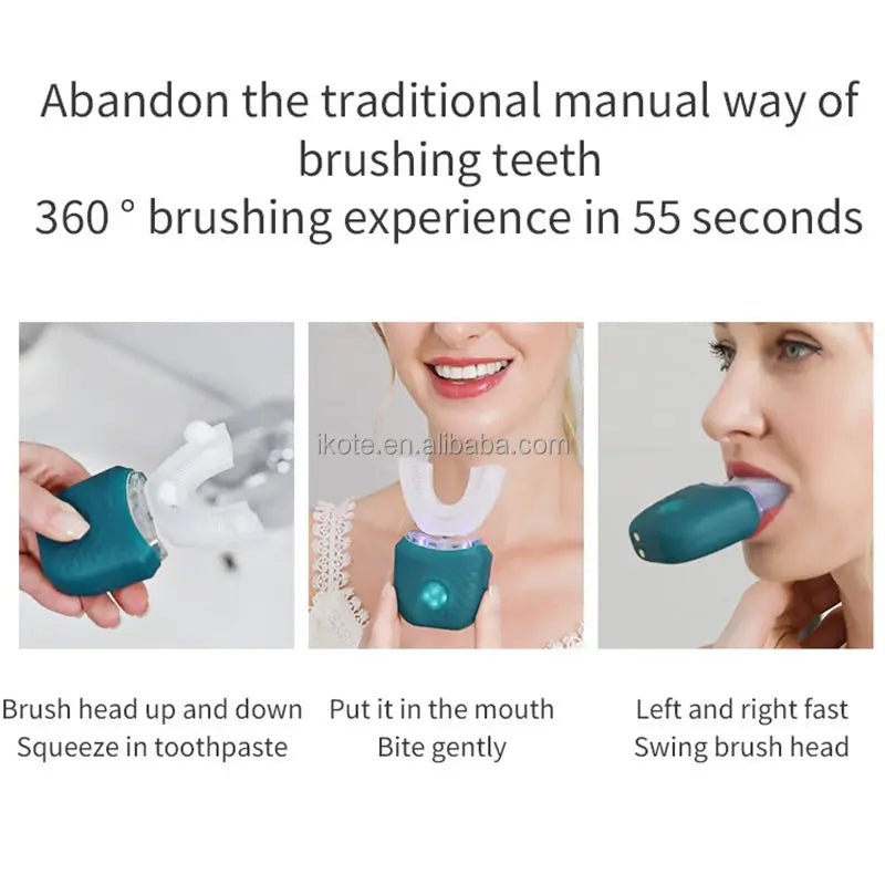 Travel Home Portable U Shape Ultrasonic Electric Toothbrush 360 Degree Automatic Cleaning Whitening Teeth Sonic Toothbrush