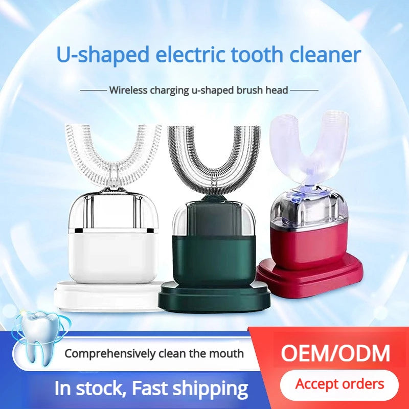 U-Shaped Sonic Electric Toothbrush - Rechargeable Silicone U-Brush Vibrating Teeth Cleaner, Waterproof Ultrasonic Dental Care