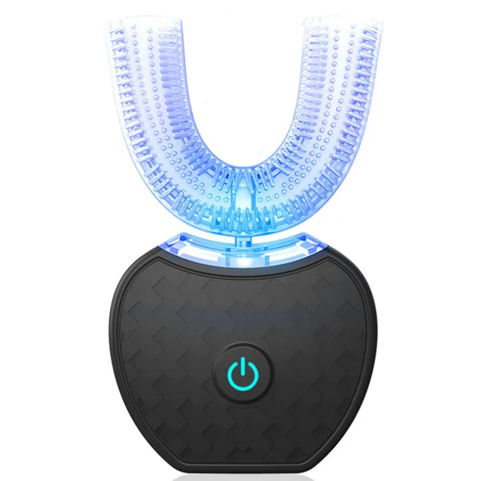 Portable Wireless Charging U Shaped 360 Degree Automatic Electric Toothbrush with Silicone or Bristle Heads