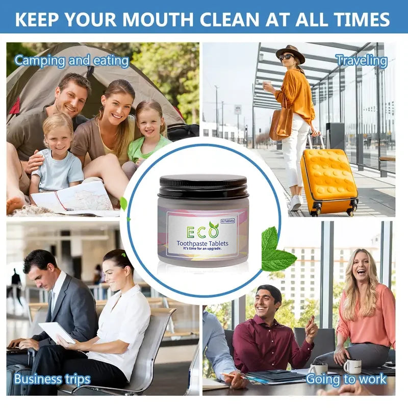 Natural Toothpaste Tablets - NO Hydroxyapatite, Contains NHA for Remineralization, Whitening and Strengthening Teeth