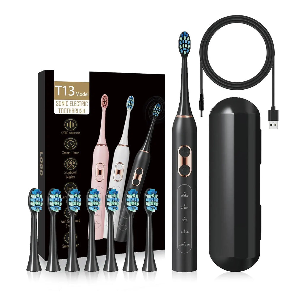 Top Choice Oral Electric Sonic Toothbrush with Soft Bristles Gum-Care Teeth-Cleaning Essential Replacement Brush Heads