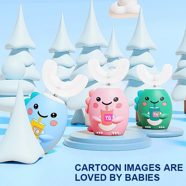 Leying K10 Dinosaur U-Shaped Electric Toothbrush for Kids 2-12 Years Old USB Rechargeable Sonic IPX7 Waterproof Plastic Made