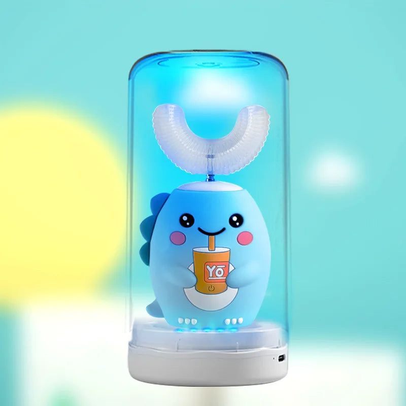 Leying K10 Dinosaur U-Shaped Electric Toothbrush for Kids 2-12 Years Old USB Rechargeable Sonic IPX7 Waterproof Plastic Made