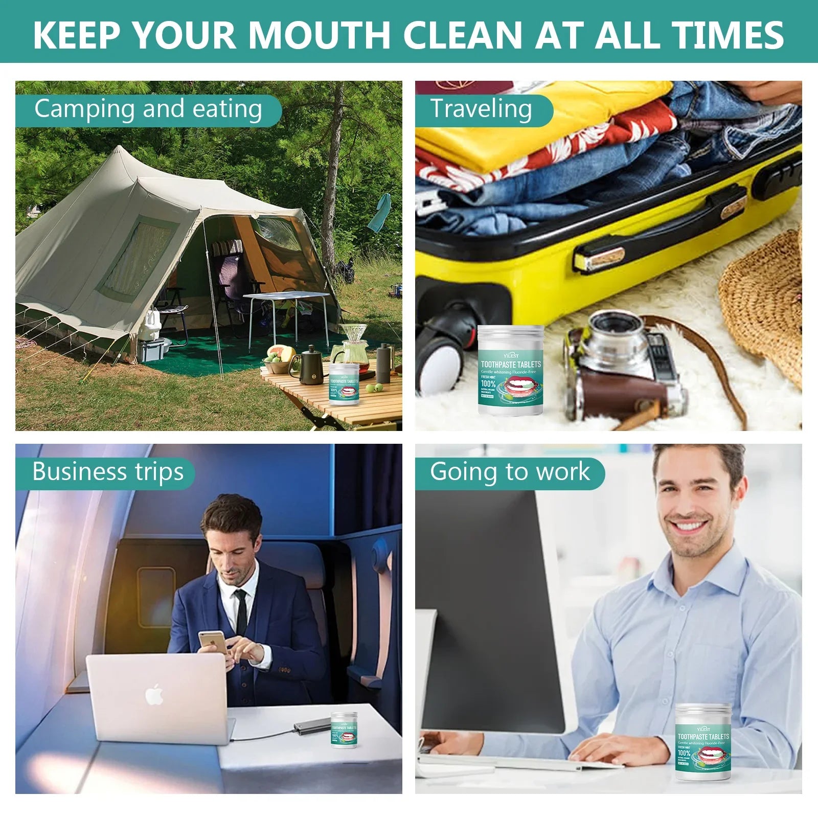 30pcs Mint Flavors Solid Toothpaste Tablet Remove Bad Breath Smoke Stains Fresh Breath Combating Tooth Decay Oral Hygiene Care