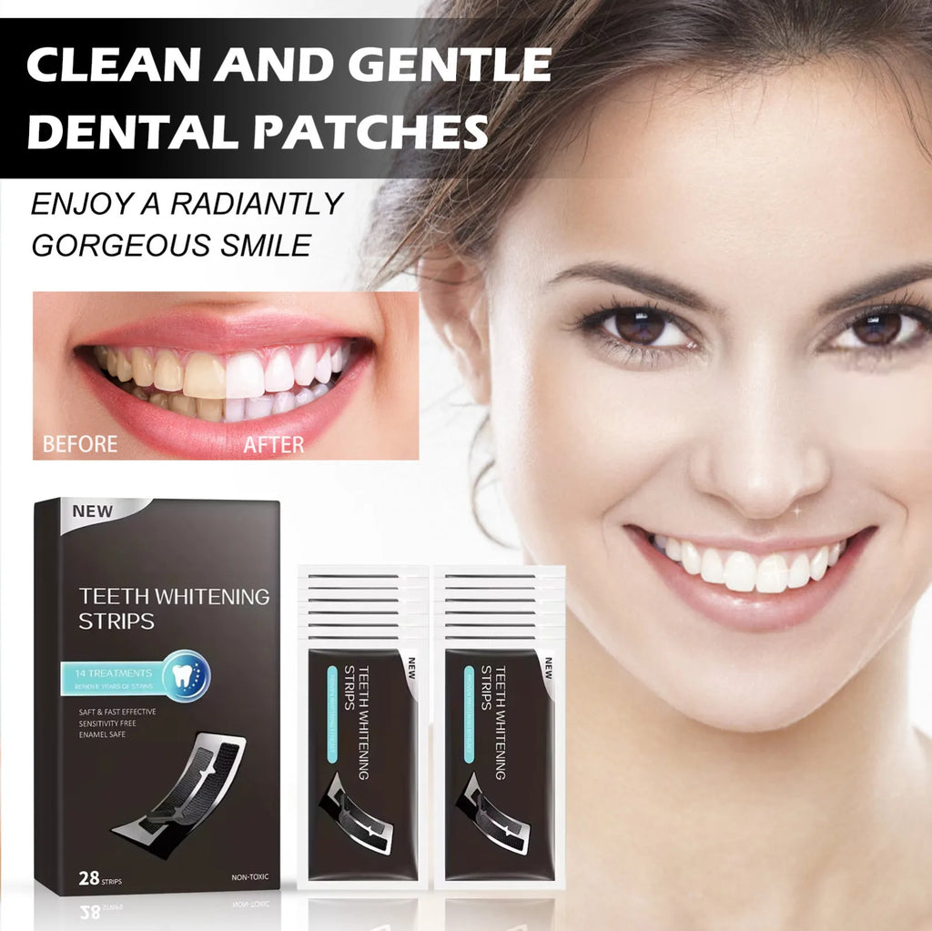 Teeth Whitening Strips, 28 Whitening Agents Activated Whitening Strips, Deep Stain Removal Teeth Whitening,Safe For Tooth Enamel